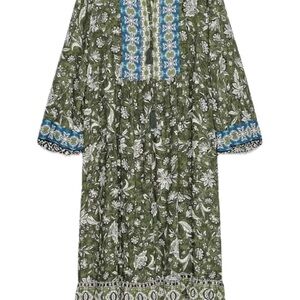 Zara Floral Green and Blue Bohemian Dress